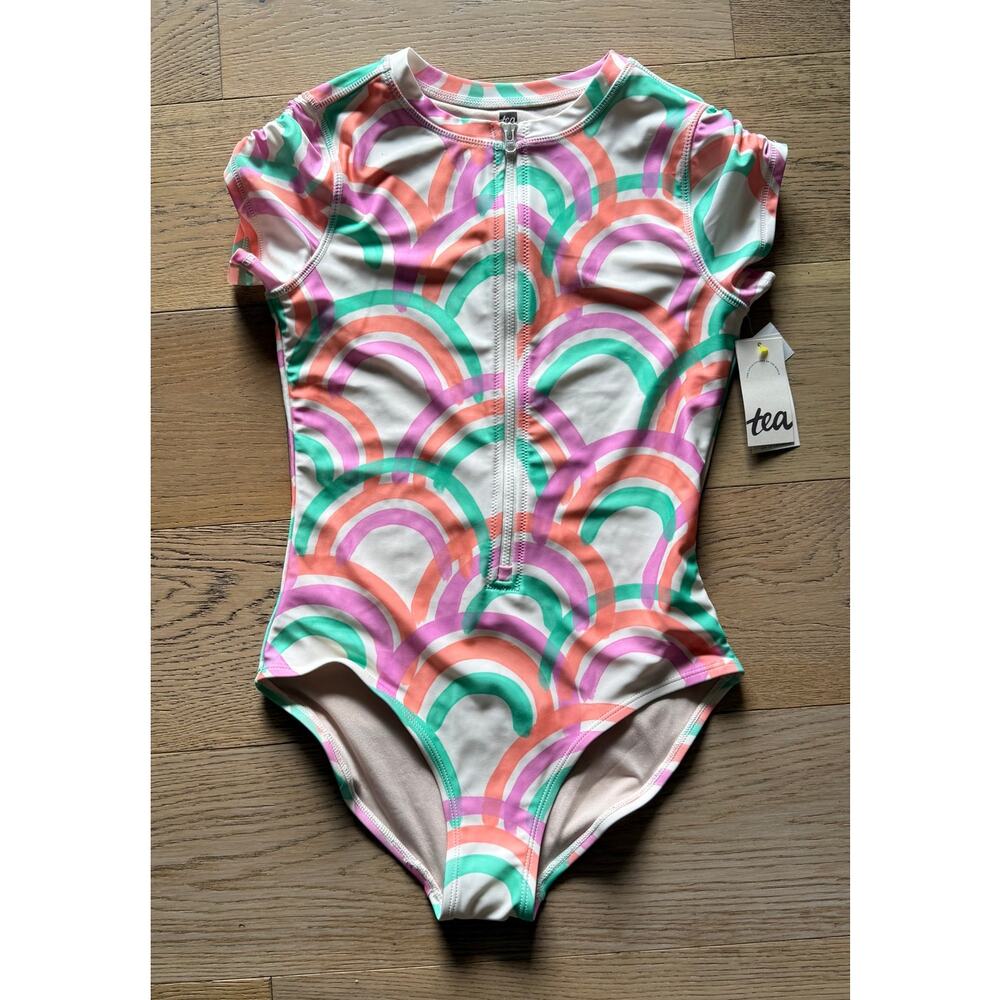NWT Tea Collection size 14 Girls’ Zip-up One Piece Swimsuit